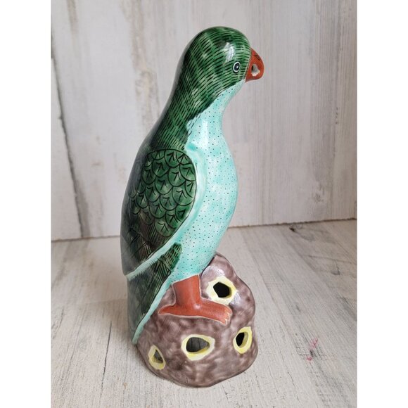 Vintage green bird parrot home‎ decor statue unique - Picture 4 of 7